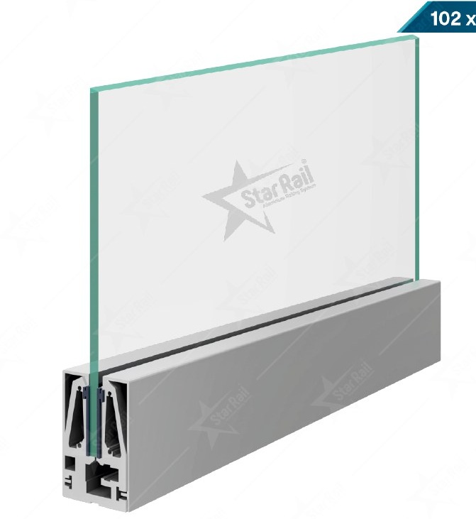 102 × 67 Bottom Channel - SRB 43 - Architectural Aluminium Glass Railing Hardware | Star Rail Gujarat Wholesaler