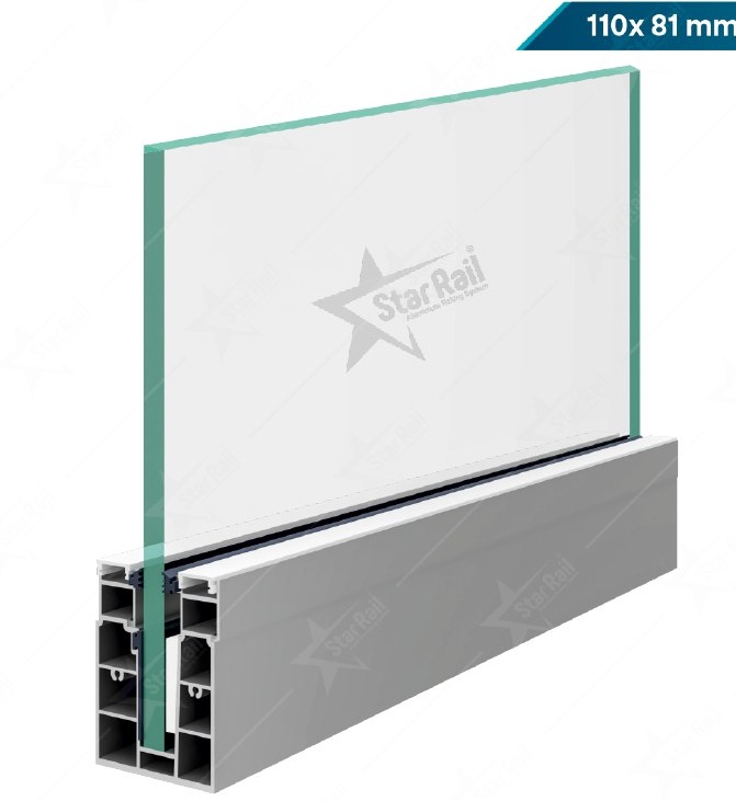 110 × 81 Top LED Bottom Channel - SRB 46 - Architectural Aluminium Glass Railing Hardware | Star Rail Gujarat Wholesaler