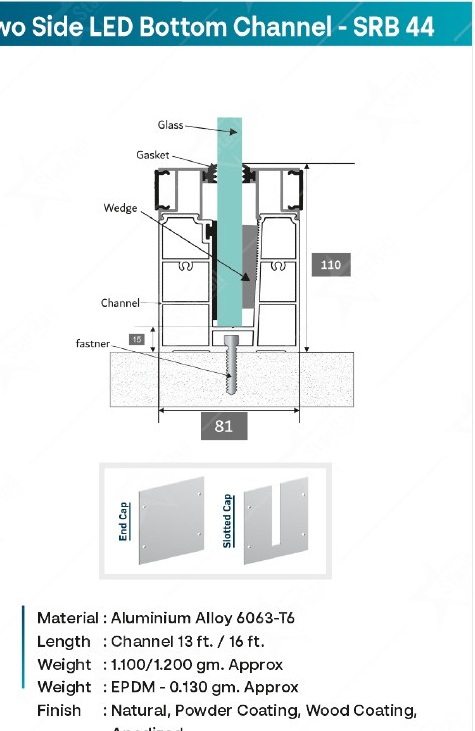110 × 81 Two Side LED Bottom Channel - SRB 44 image 3