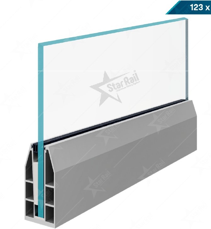 123 × 75 Step Bottom Channel - SRB 20 - Architectural Aluminium Glass Railing Hardware | Star Rail Gujarat Wholesaler