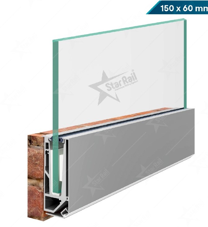 150 × 60 Side Mounted Channel - SRB 32 - Architectural Aluminium Glass Railing Hardware | Star Rail Gujarat Wholesaler