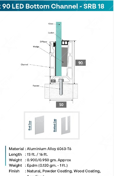 50 × 90 LED Bottom Channel - SRB 18 image 3