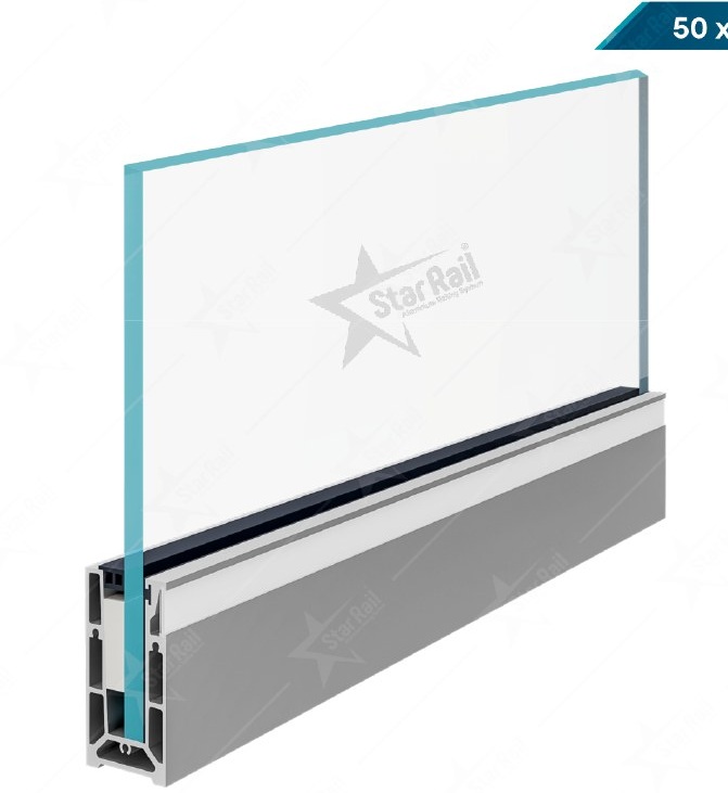 50 × 90 LED Bottom Channel - SRB 18 - Architectural Aluminium Glass Railing Hardware | Star Rail Gujarat Wholesaler
