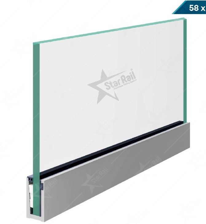 58 × 32 Bottom Channel - SRB 39 - Architectural Aluminium Glass Railing Hardware | Star Rail Gujarat Wholesaler