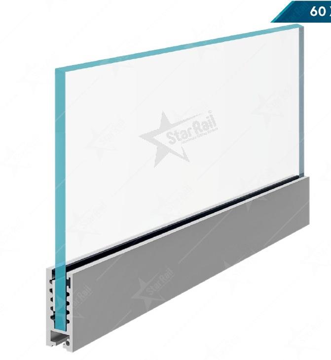 60 × 34 Continuous Channel - SRB 09 - Architectural Aluminium Glass Railing Hardware | Star Rail Gujarat Wholesaler