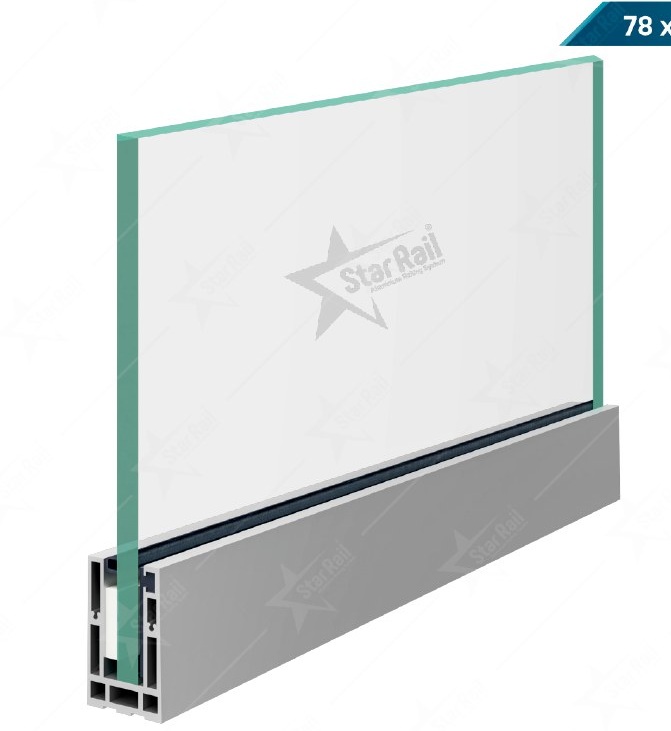 78 × 50 Bottom Channel - SRB 40 - Architectural Aluminium Glass Railing Hardware | Star Rail Gujarat Wholesaler