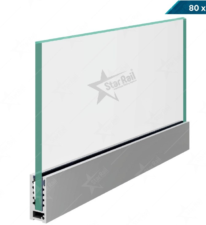 80 × 40 Bottom Channel - SRB 36 - Architectural Aluminium Glass Railing Hardware | Star Rail Gujarat Wholesaler
