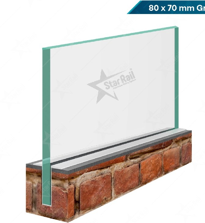 80 × 70 Ground Mounted Channel - SRB 33 - Architectural Aluminium Glass Railing Hardware | Star Rail Gujarat Wholesaler