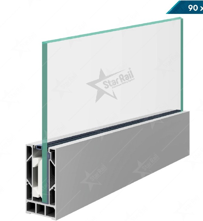 90 × 65 Bottom Channel - SRB 30 - Architectural Aluminium Glass Railing Hardware | Star Rail Gujarat Wholesaler