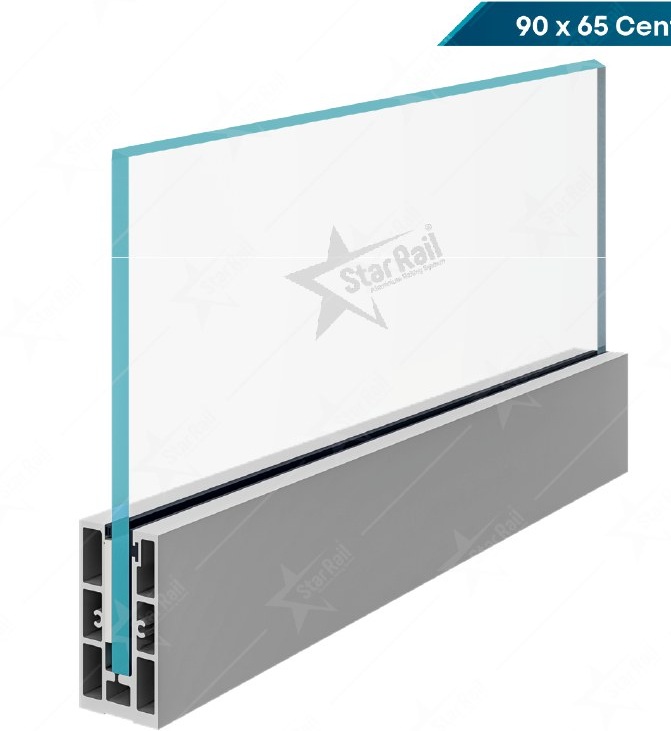 90 × 65 Center LED Bottom Channel - SRB 23 - Architectural Aluminium Glass Railing Hardware | Star Rail Gujarat Wholesaler