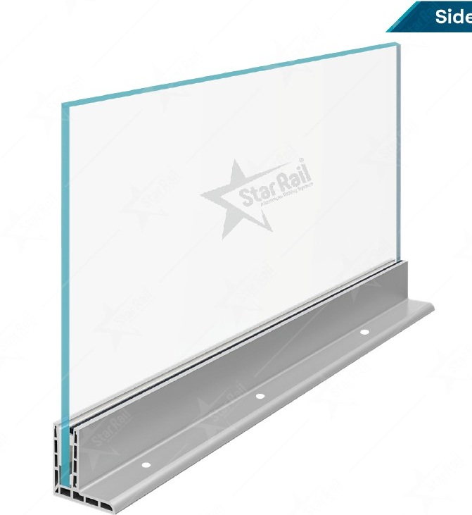 Side Heavy Bottom Channel - SRB 21 - Architectural Aluminium Glass Railing Hardware | Star Rail Gujarat Wholesaler